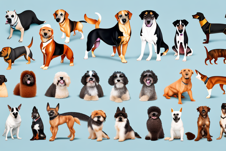 A diverse assortment of dogs of various breeds