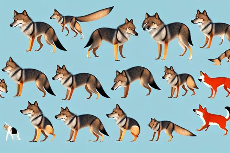 A variety of dog-type animals such as wolves