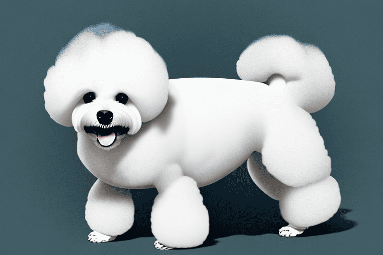 A playful bichon frise dog showcasing its distinctive fluffy white coat