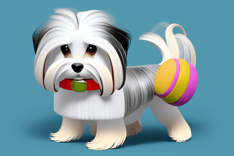 A havanese dog in a playful stance