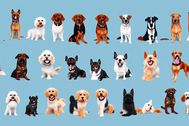 A variety of dog type p in different poses and activities