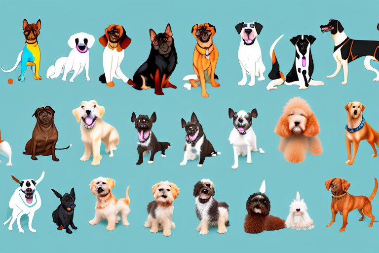 Various dog breeds of all sizes and colors