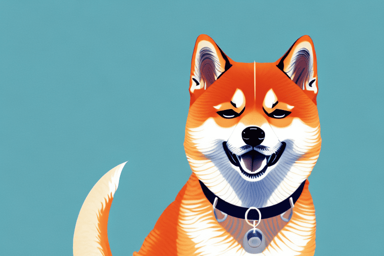 A playful shiba inu dog in a dynamic pose