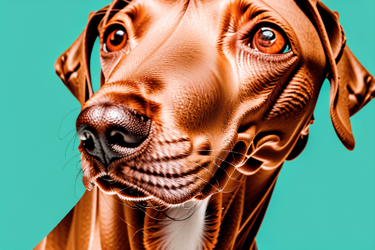 A vizsla dog in a dynamic pose