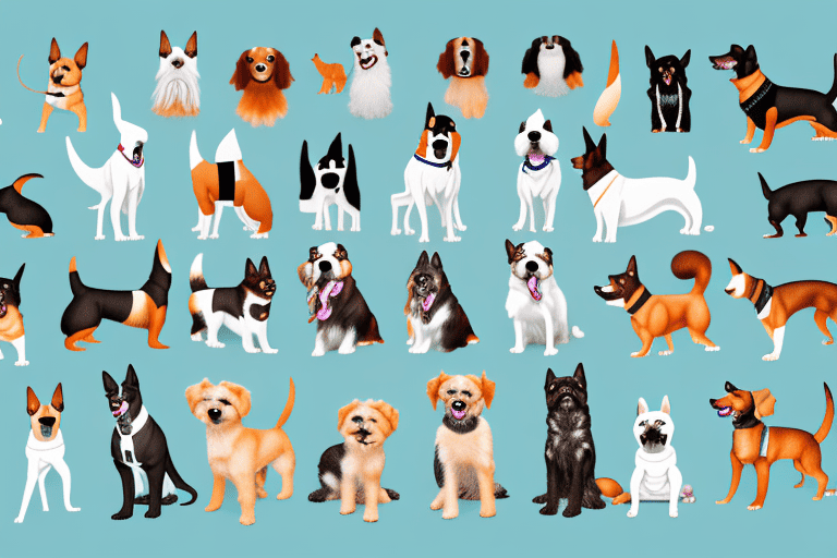 Various types of dogs showcasing their distinct characteristics and personalities in a park setting