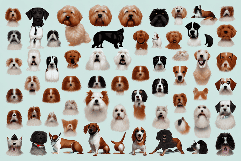 A diverse range of dog breeds in varying sizes and shapes