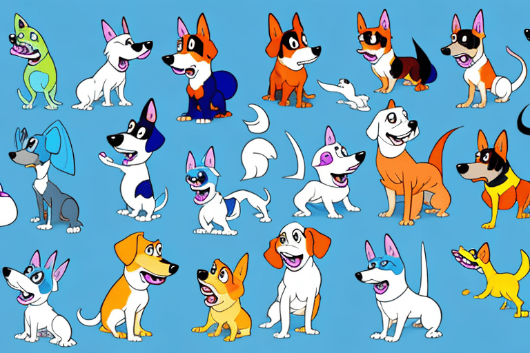 Various cartoon dogs from the show "bluey