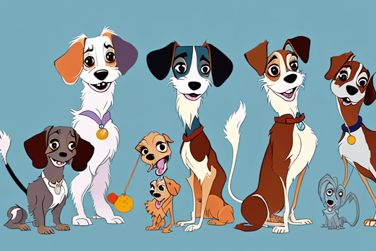 Various dog breeds featured in the movie "lady and the tramp"