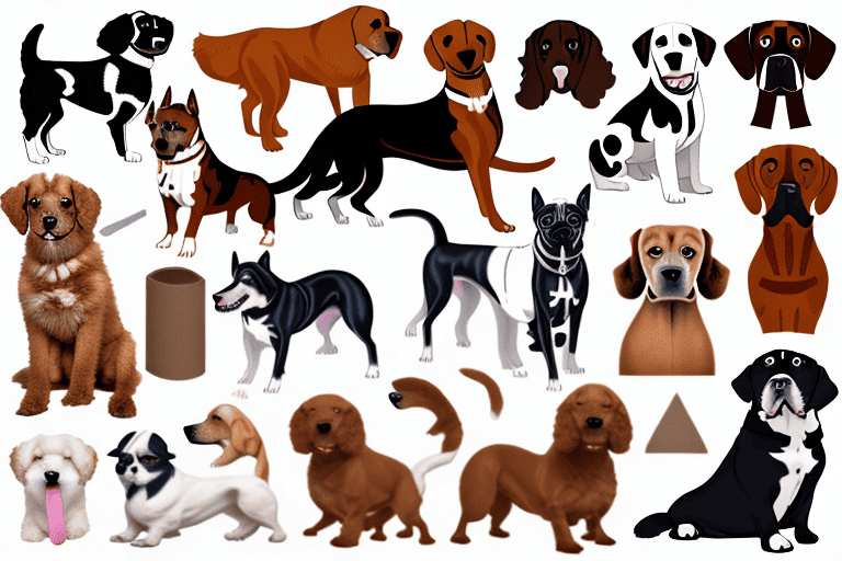 A diverse array of dog breeds