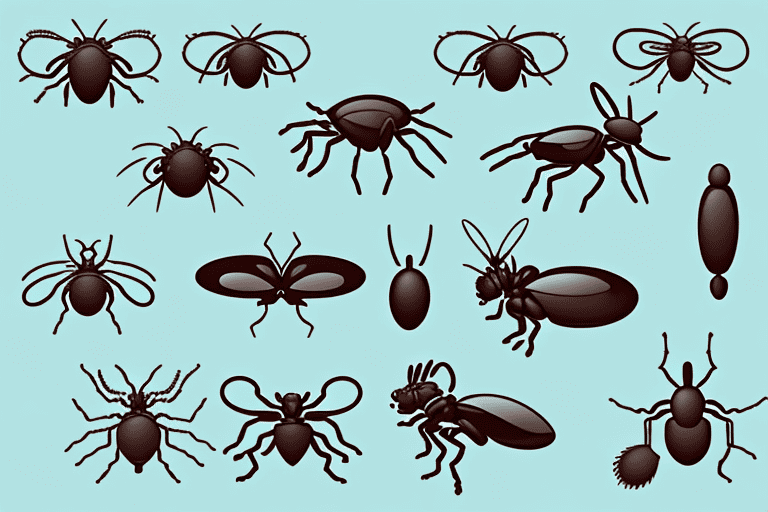 Several different types of ticks in great detail