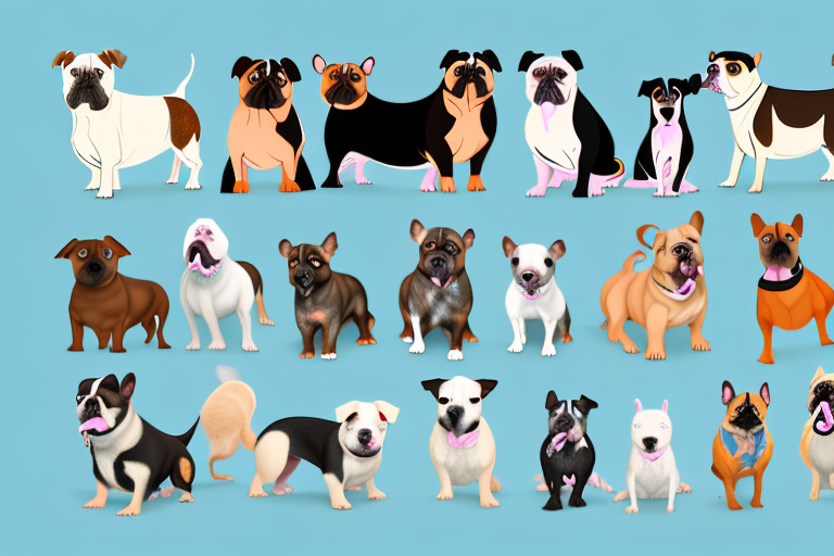 Various types of bully breed dogs