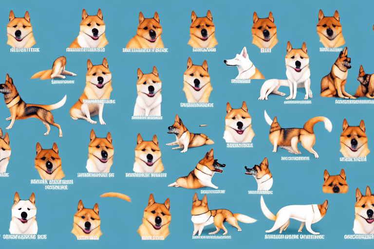 Various types of doge dogs in different poses