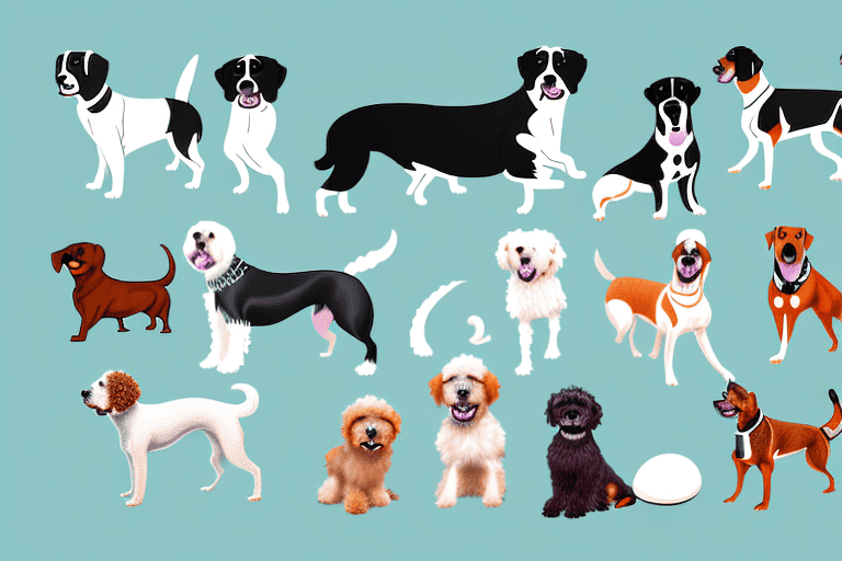 Several diverse breeds of dogs