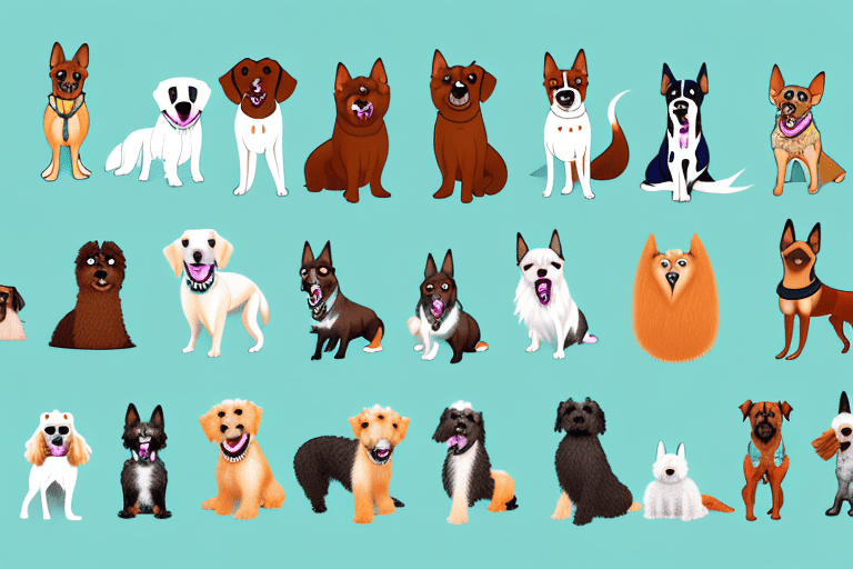 Various types of dogs in different sizes