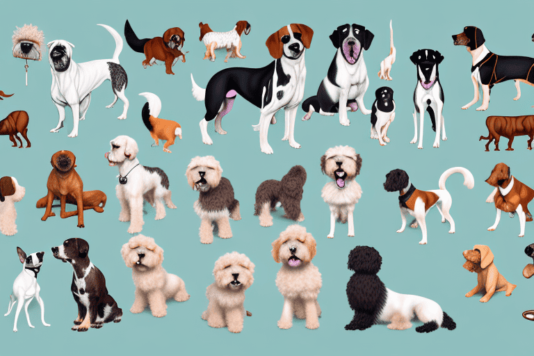 Several diverse breeds of dogs