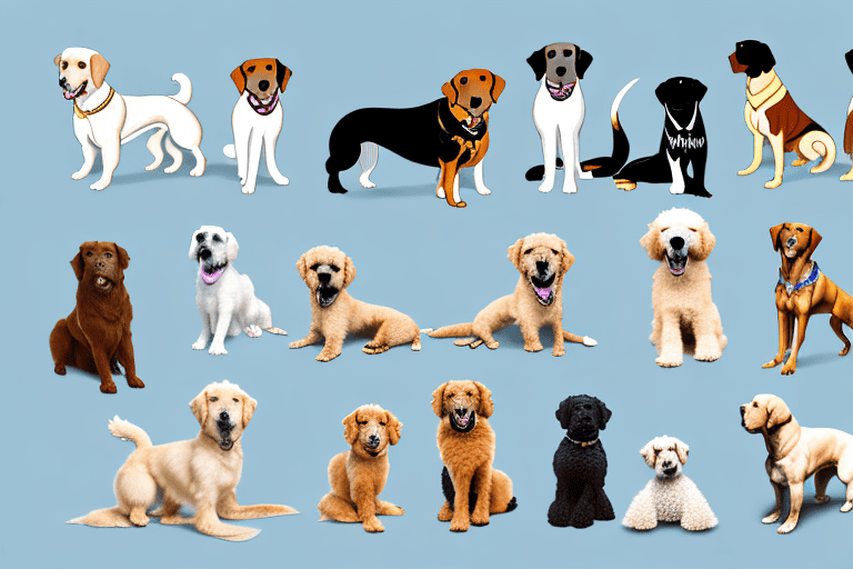 Various breeds of dogs in comforting poses