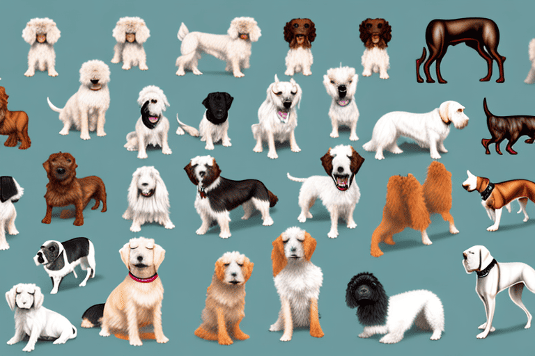 Several different types of english breed dogs