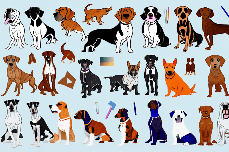 Various dog breeds of different sizes