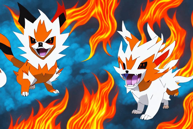 Various fire dog type pokemon