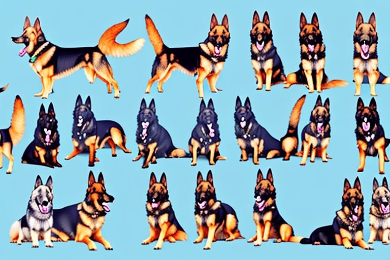 Various types of german shepherd dogs in different poses