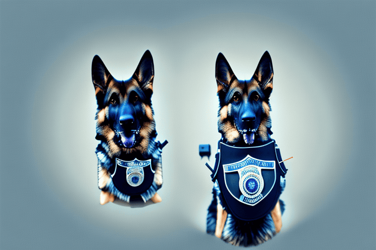 A german shepherd in a police vest