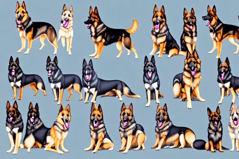 Several distinct types of german shepherd dogs