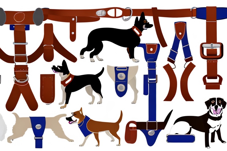 Various types of dog harnesses