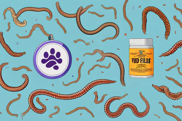 Various types of dog worms in a stylized