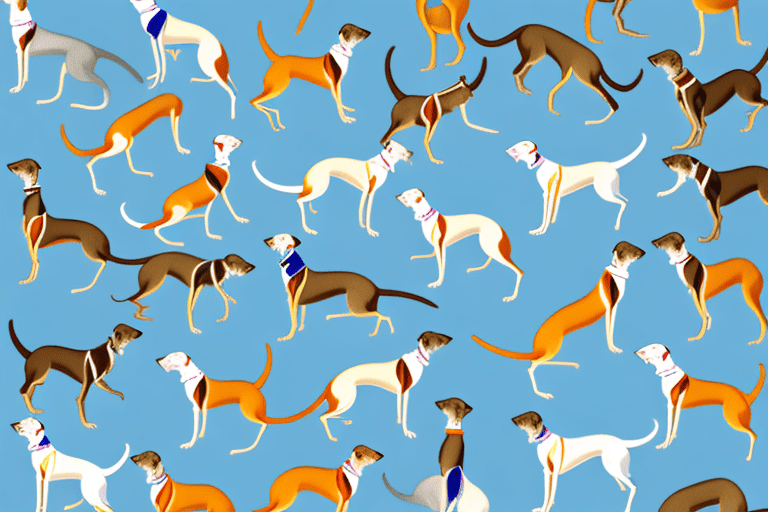 Several distinct types of greyhound dogs in various poses