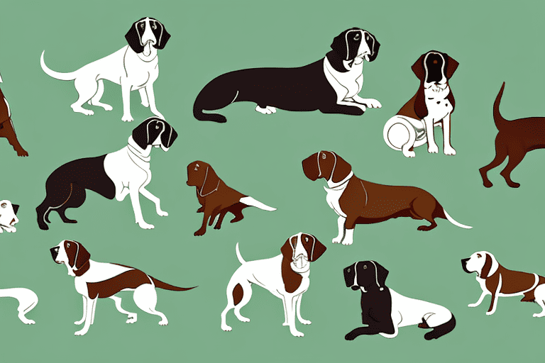 Several distinct breeds of gun dogs such as a labrador retriever