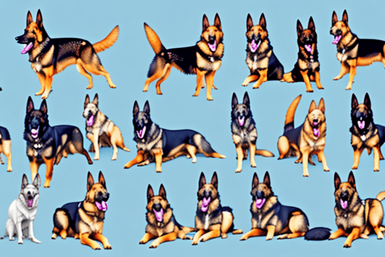 Several distinct types of german shepherd dogs