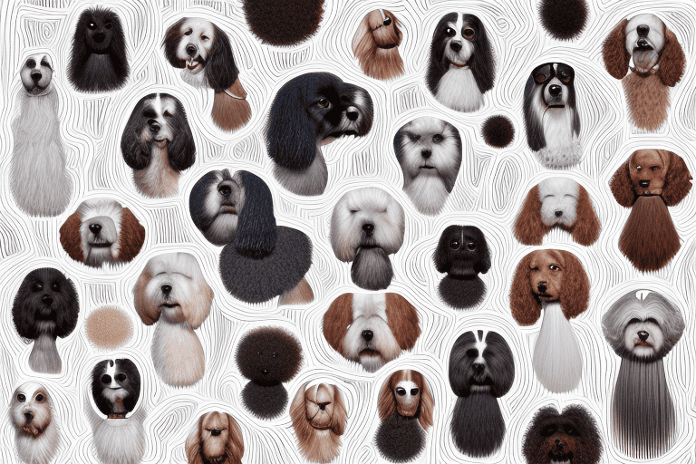 Several diverse breeds of dogs