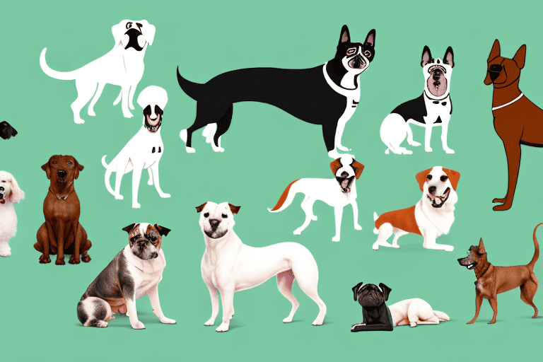 Several diverse dog breeds