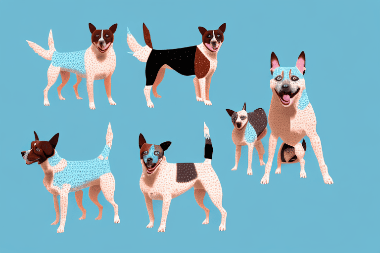 Four different breeds of heeler dogs (australian cattle dog