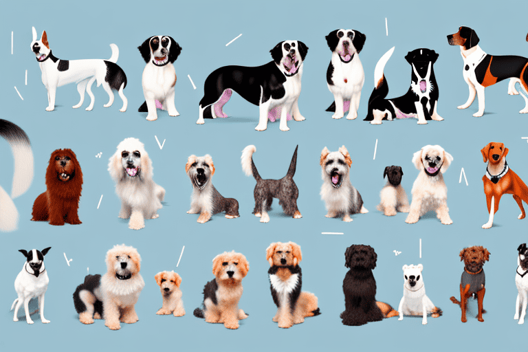 Several different breeds of dogs