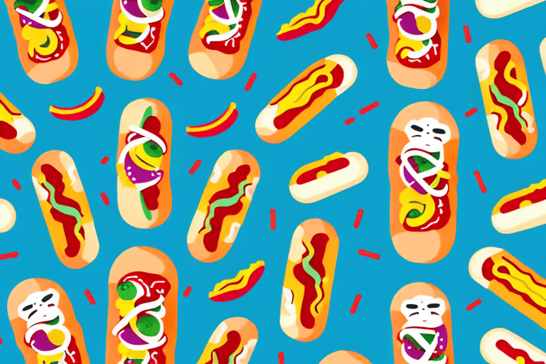 A variety of hot dogs styled to resemble different dog breeds