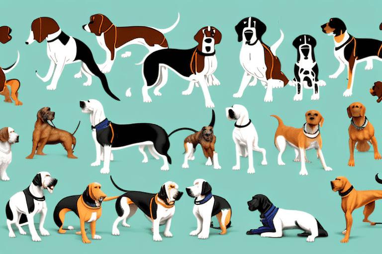 Various hound dogs in different poses