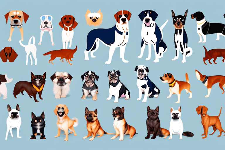 A diverse array of different dog breeds