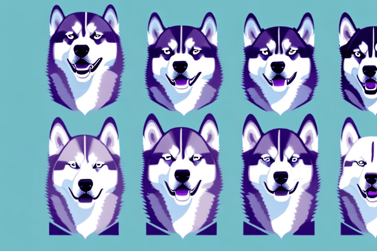 Several distinct types of husky dogs showcasing their unique features and colors