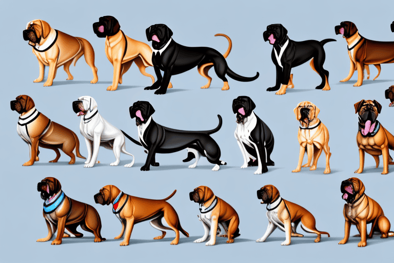 Several different types of mastiff dogs