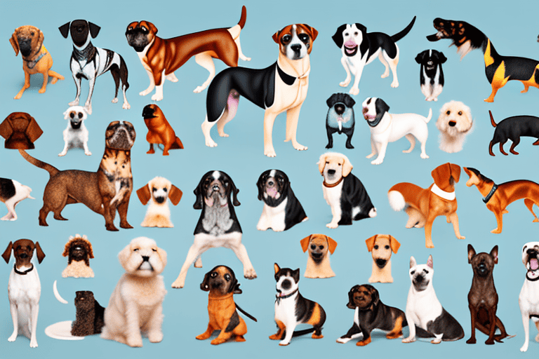 A diverse group of different dog breeds