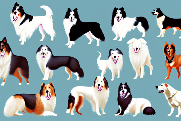 Several distinct types of collie dogs