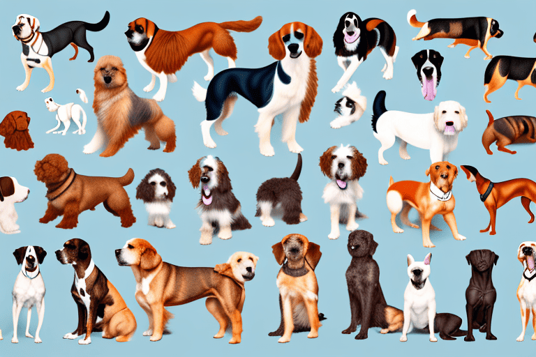 Several different breeds of dogs