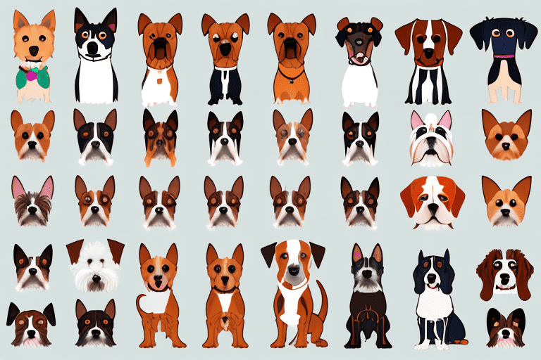 A variety of different dog breeds from around the world