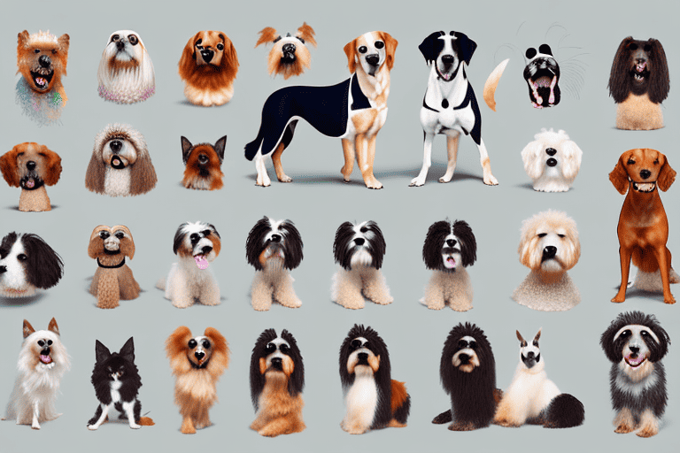 A diverse collection of different breeds of dogs from around the world