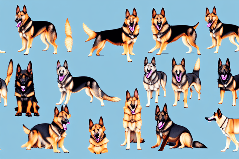 Several different types of german shepherd dogs