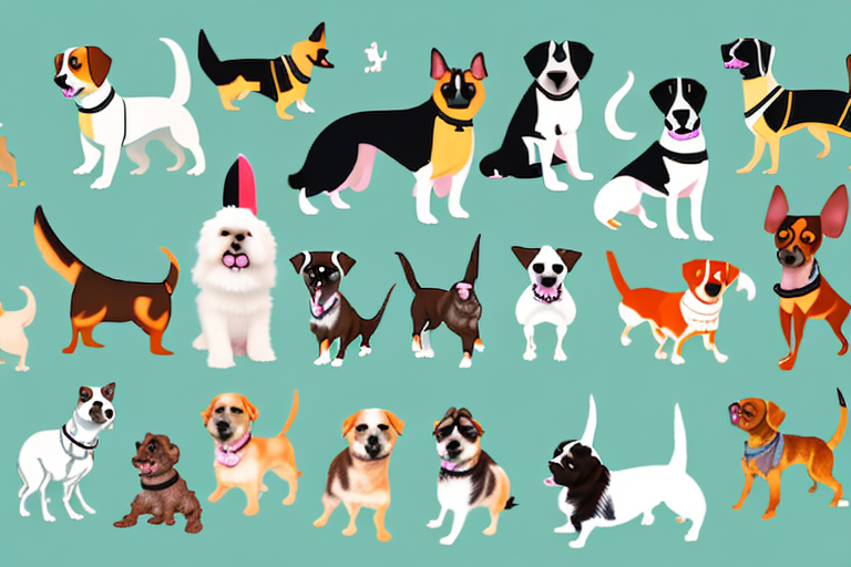 A diverse array of dogs from different breeds and sizes