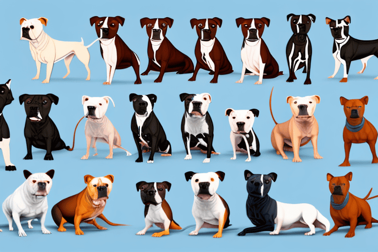 Several different types of pitbull dogs