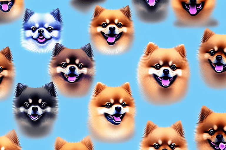 Several different types of pomeranian dogs showcasing their distinct features and variations in color