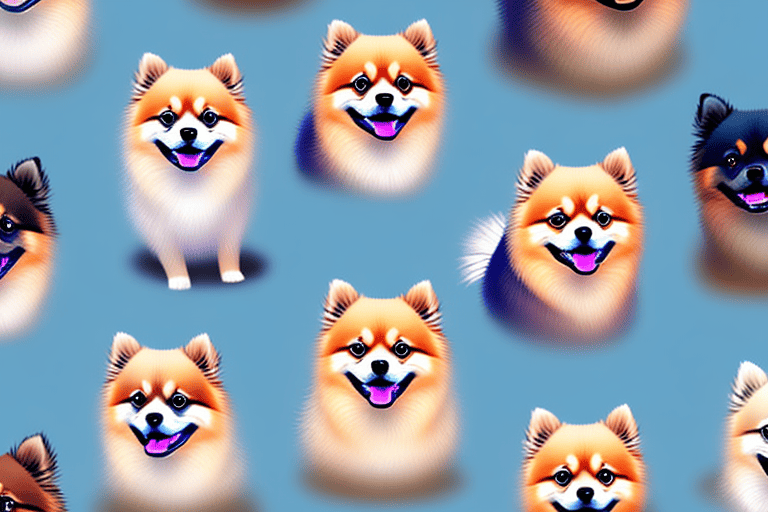 Several different types of pomeranian dogs showcasing their unique features and color variations